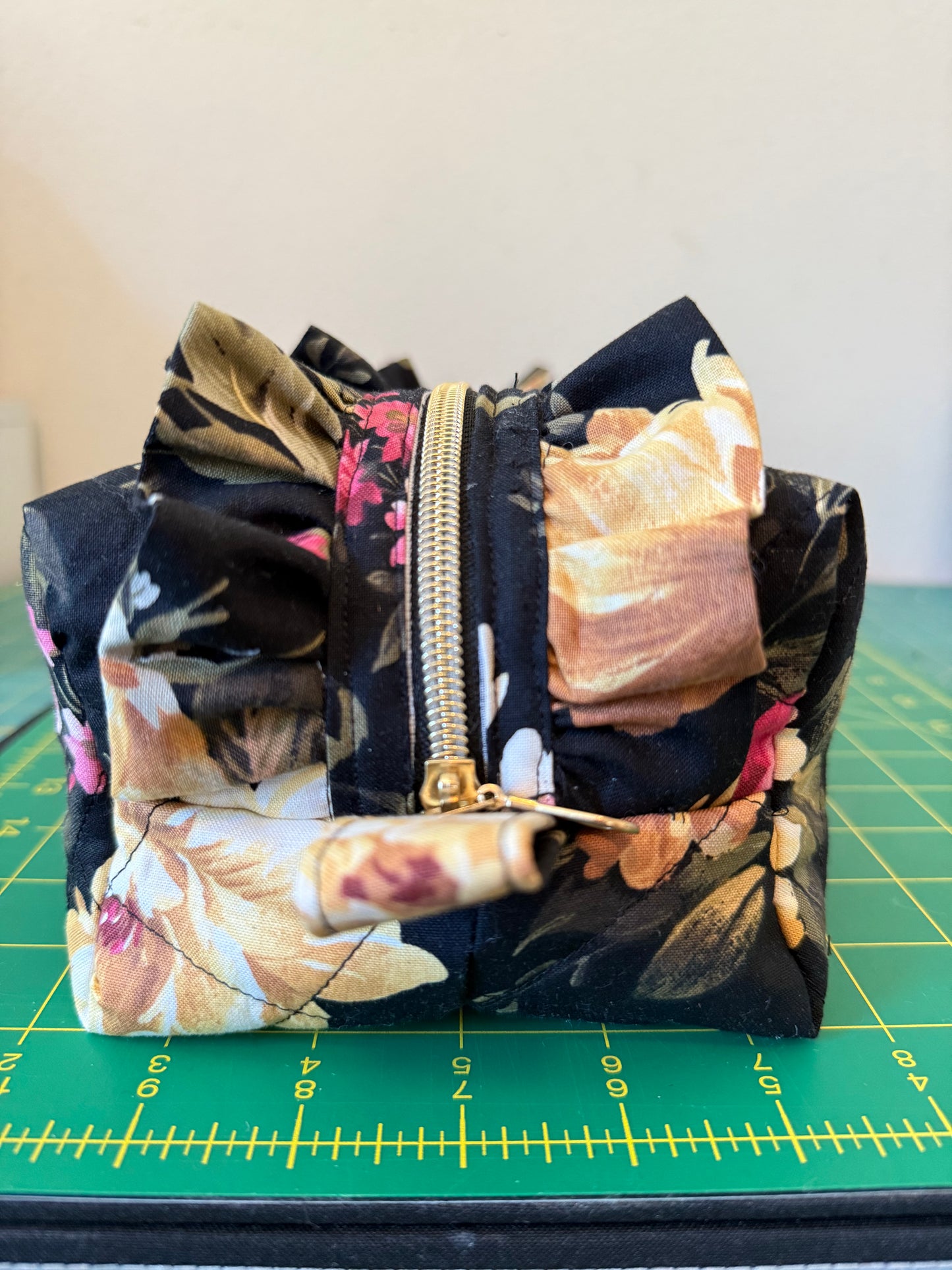 Quilted Ruffled Hair Tool Cosmetic Bag