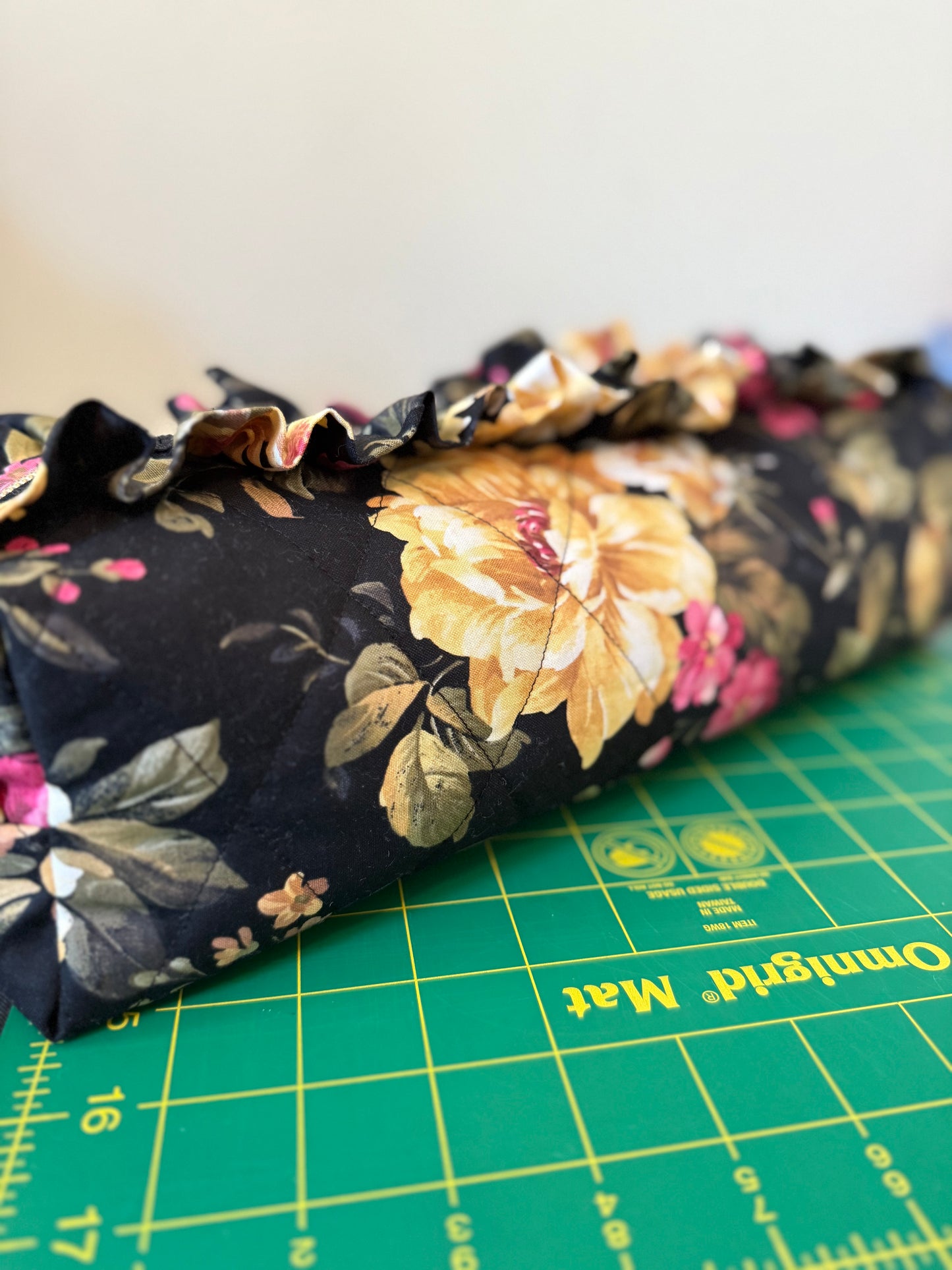 Quilted Ruffled Hair Tool Cosmetic Bag