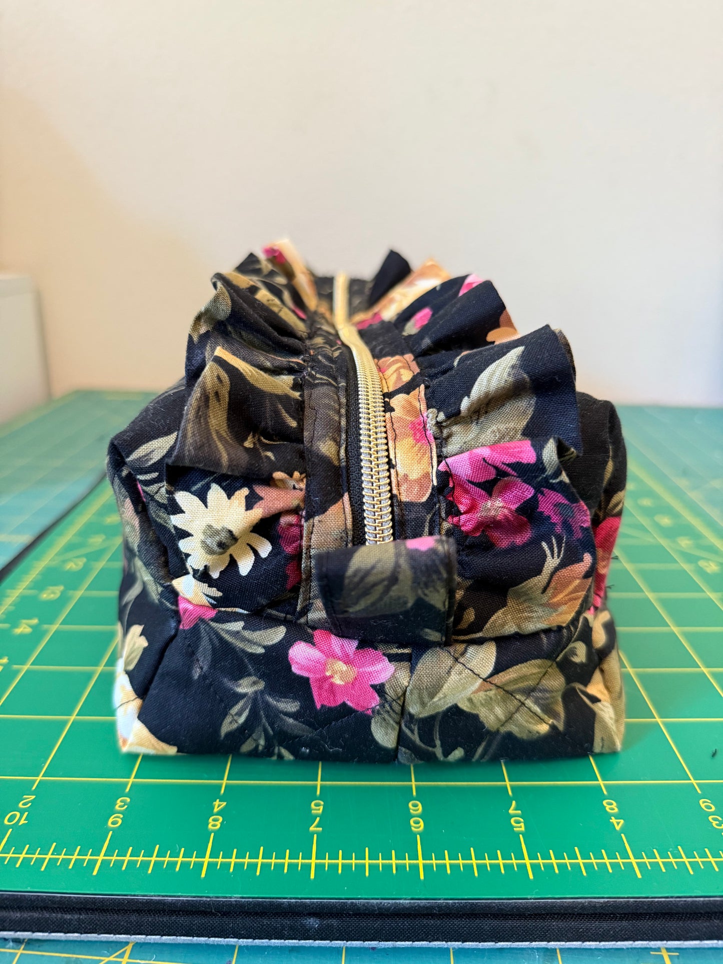 Quilted Ruffled Hair Tool Cosmetic Bag