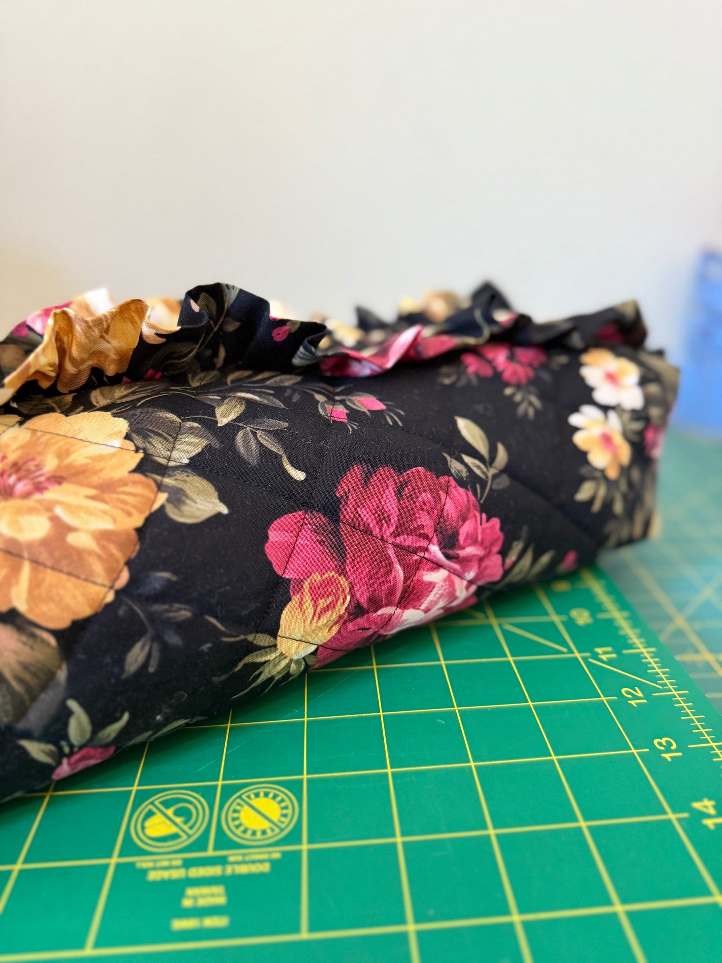 Quilted Ruffled Hair Tool Cosmetic Bag