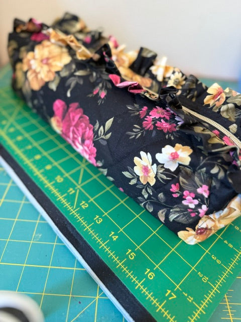 Quilted Ruffled Hair Tool Cosmetic Bag