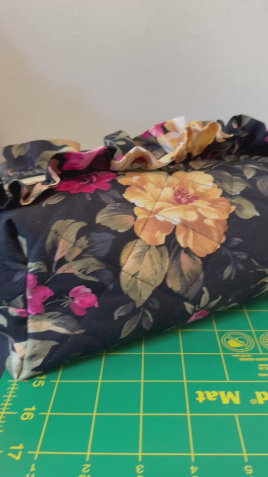 Quilted Ruffled Hair Tool Cosmetic Bag
